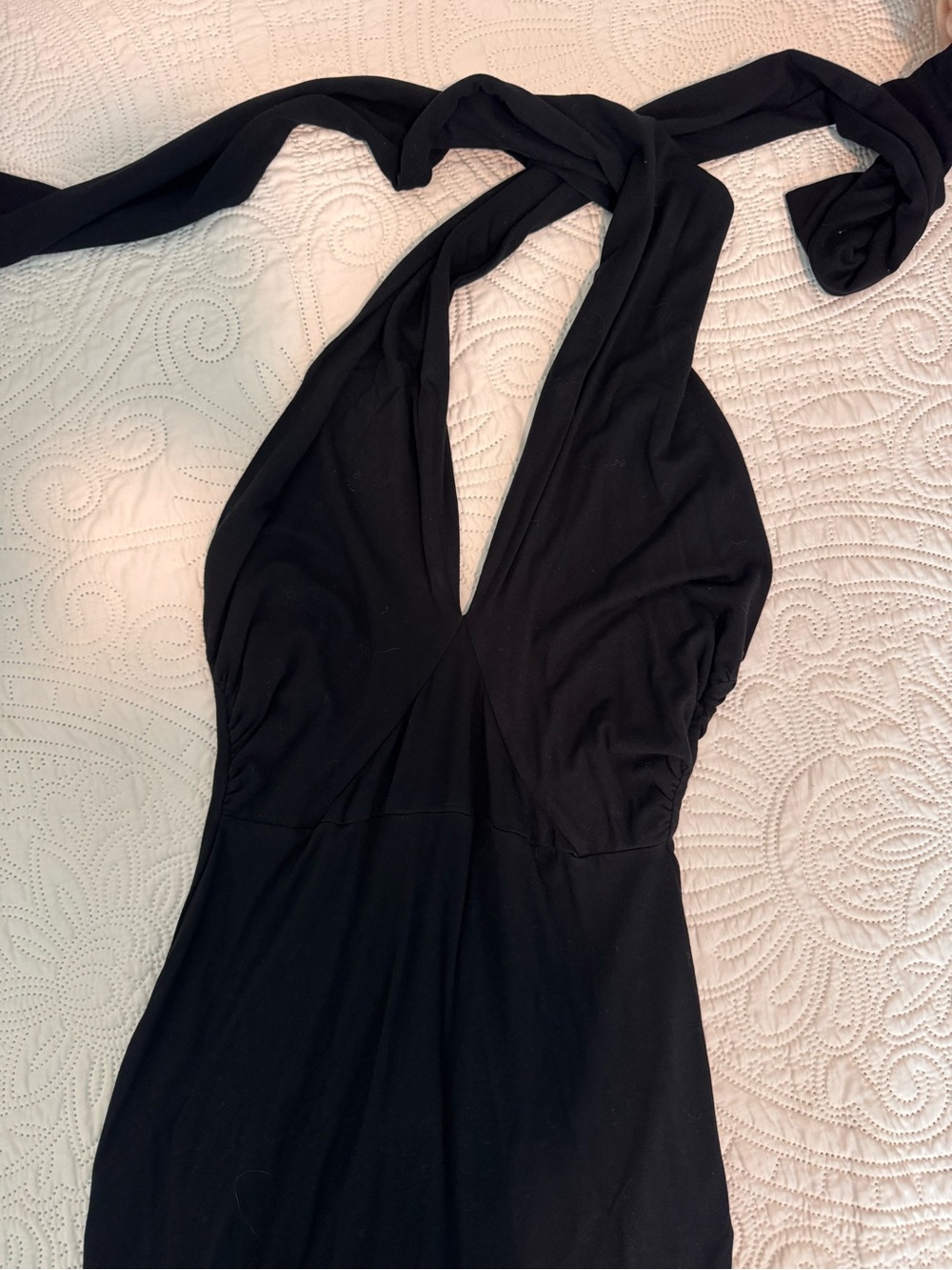 ASOS Black Maxi Dress Halter V-Neck